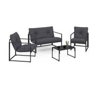 IDMarket - Salotto da giardino basso Nairobi 4 posti in acciaio grigio antracite