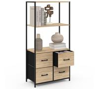 IDMarket - Scaffale a 3 livelli con 4 cassetti in tessuto Utah 120 cm mobile portaoggetti design industriale
