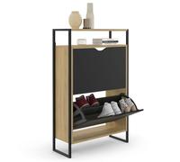 IDMarket - Scarpiera 12 paia Boston a 2 ante con ripiano superiore Design Industriale