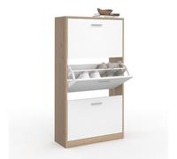 IDMarket - Scarpiera a 3 ante effetto faggio e bianco