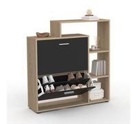 IDMarket - Scarpiera in finto faggio a 2 ante nera con ripiano