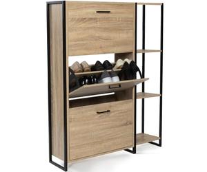 IDMarket - Scarpiera LUIS 3 ante con mensola design industriale