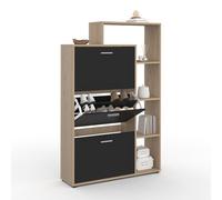 IDMarket - Scarpiera nera a 3 ante con ripiano