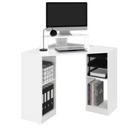 IDMarket - Scrivania angolare salvaspazio HARRY bianca con portaoggetti