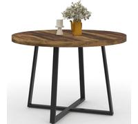 IDMarket - SELMA tavolo da pranzo rotondo 4 persone HAWKINS legno scuro e nero 110 cm