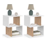 IDMarket - Set di 2 comodini a S Sofia con Contenitore a Giorno, Effetto Bianco e faggio