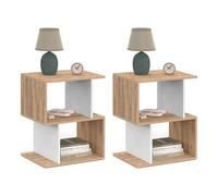 IDMarket - Set di 2 comodini a S Sofia con contenitori a Giorno in faggio ed Effetto Bianco