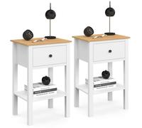IDMarket - Set di 2 comodini Achille con 1 cassetto e 1 ripiano Bianco e Piano in Legno