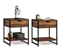IDMarket - Set di 2 comodini Hawkins 1 cassetto con ripiano in legno scuro Design industriale
