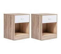 IDMarket - Set di 2 comodini Olga in Legno di faggio e cassetto Bianco