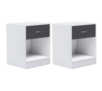 IDMarket - Set di 2 comodini Olga, Legno Bianco e cassetto Grigio