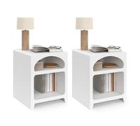 IDMarket - Set di 2 comodini organici Alesia, Legno Bianco, 2 nicchie