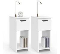 IDMarket - Set di 2 comodini Stretti a 1 cassetto Anouk con nicchia Bianca