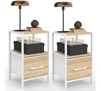 IDMarket - Set di 2 comodini Utah, 1 cassetto e 1 nicchia, Legno e Bianco