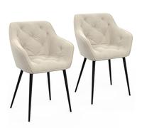 IDMarket - Set di 2 sedie da sala da pranzo, poltrone da tavolo trapuntate LYA Velluto Beige