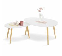 IDMarket - Set di 2 tavolini estraibili Gaia laccati bianco scandinavo