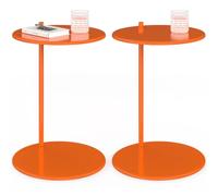 IDMarket - Set di 2 tavolini rotondi Leontine 40 cm metallo arancione | Punte per divano, comodini