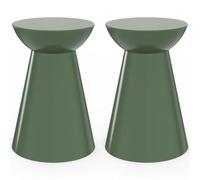 IDMarket - Set di 2 tavolini rotondi per divano, comodini, 30 cm, in metallo, colore: verde cachi