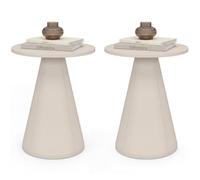 IDMarket - Set di 2 tavolini rotondi per divano, comodini Eleonore, 40 cm, in metallo, colore: Beige