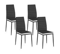 IDMarket - Set di 4 sedie da pranzo ROMANE nere con fascia bianca