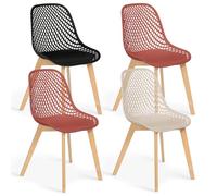 IDMarket - Set di 4 sedie Mandy Mix Color Nero, Terracotta x2 e Beige