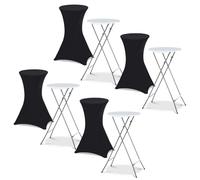 IDMarket - Set di 4 tavoli alti pieghevoli 105 CM e 4 coperture nere