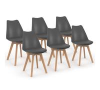 IDMarket - Set di 6 sedie SARA grigio scuro per sala da pranzo