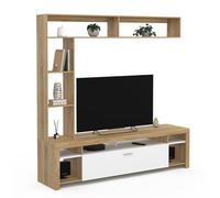 IDMarket - Set mobile TV e ripiani 170 cm Malo legno e armadio bianco