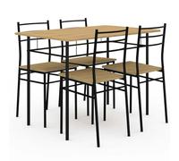 IDMarket - Set tavolo Angie 4 persone + 4 sedie Legno e metallo, colore nero