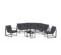 IDMarket - Soggiorno da giardino basso Nairobi 8 posti Soggiorno angolare in acciaio grigio antracite