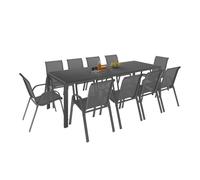 IDMarket - Soggiorno da giardino Madrid Tavolo 240 cm e 10 sedie impilabili Grigio Antracite