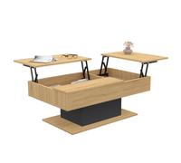 IDMarket - Tavolino basso 2 ripiani sollevabili rettangolare Eden Legno e Nero