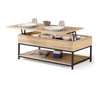 IDMarket - Tavolino da salotto Piano sollevabile integrale rettangolare Detroit e ripiano inferiore Design Industriale