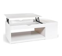 IDMarket - Tavolino ELEA rettangolare alzabile con cassa in legno bianco