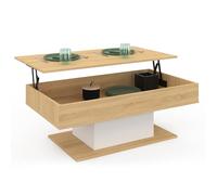 IDMarket - Tavolino rettangolare alzabile EDEN in legno e bianco