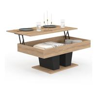 IDMarket - Tavolino rettangolare alzabile in legno e nero ELIAD
