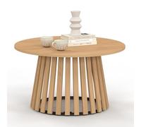 IDMarket - Tavolino rotondo Carmen 70 cm piede in legno in doghe e piano in legno