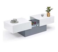 IDMarket - Tavolino scorrevole MARTA in legno grigio e piano bianco
