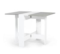 IDMarket - Tavolo consolle pieghevole EDI 2-4 Persone Bianco Vassoio effetto cemento 103 x 76 cm