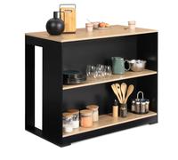IDMarket - Tavolo da bar isola Juno Legno Nero e Vassoio in legno faggio