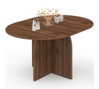 IDMarket - Tavolo da pranzo allungabile japandi rotondo Edith 4-8 Persone piede centrale design arrotondato noce 110-150 cm