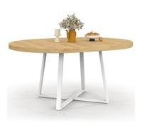 IDMarket - Tavolo da pranzo allungabile Rotondo Selma 4-8 Persone Legno e Bianco 110-150 cm
