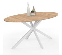 IDMarket - Tavolo da pranzo ovale ALIX per 8 persone con gambe in legno e ragno bianco 150 cm