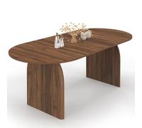 IDMarket - Tavolo da pranzo ovale japandi allungabile EDITH 6-10 persone noce 160-200 cm