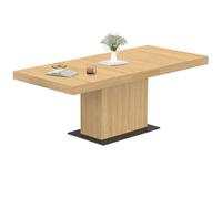 IDMarket - Tavolo da pranzo rettangolare allungabile EDEN 6-10 persone in legno e base nera 160-200 cm