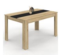 IDMarket - Tavolo da pranzo rettangolare GEORGIA a 6 posti in simil-faggio e nero 140 x 80 cm