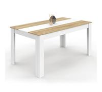 IDMarket - Tavolo da pranzo rettangolare GEORGIA per 8 persone in simil-faggio e bianco 160 x 80 cm