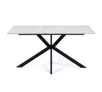 IDMarket - Tavolo da pranzo rettangolare per 8 persone ALASKA con effetto marmo bianco e gamba a ragno in metallo 160 cm