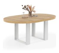 IDMarket - Tavolo da pranzo rotondo allungabile PHOENIX 4-6 persone in legno e bianco 110-150 cm