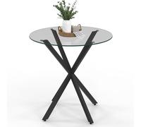 IDMarket - Tavolo da pranzo rotondo per 4 persone ALIX con gamba a ragno nera e piano in vetro da 80 cm